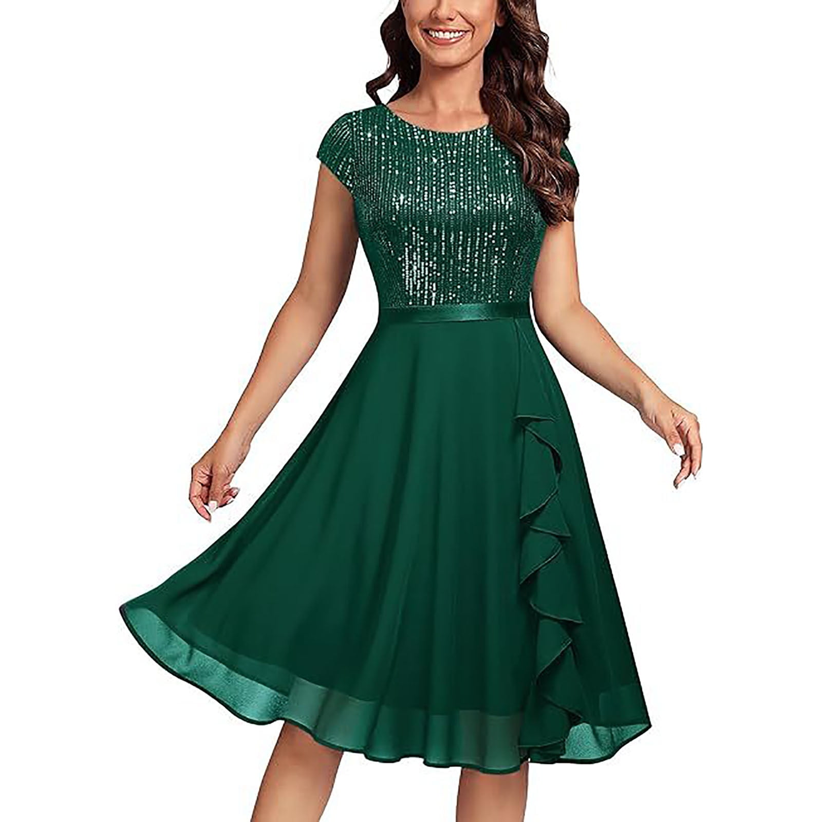 RYDCOT Wedding Guest Dresses for Women Summer 2024 Short Sleeve Sequin
