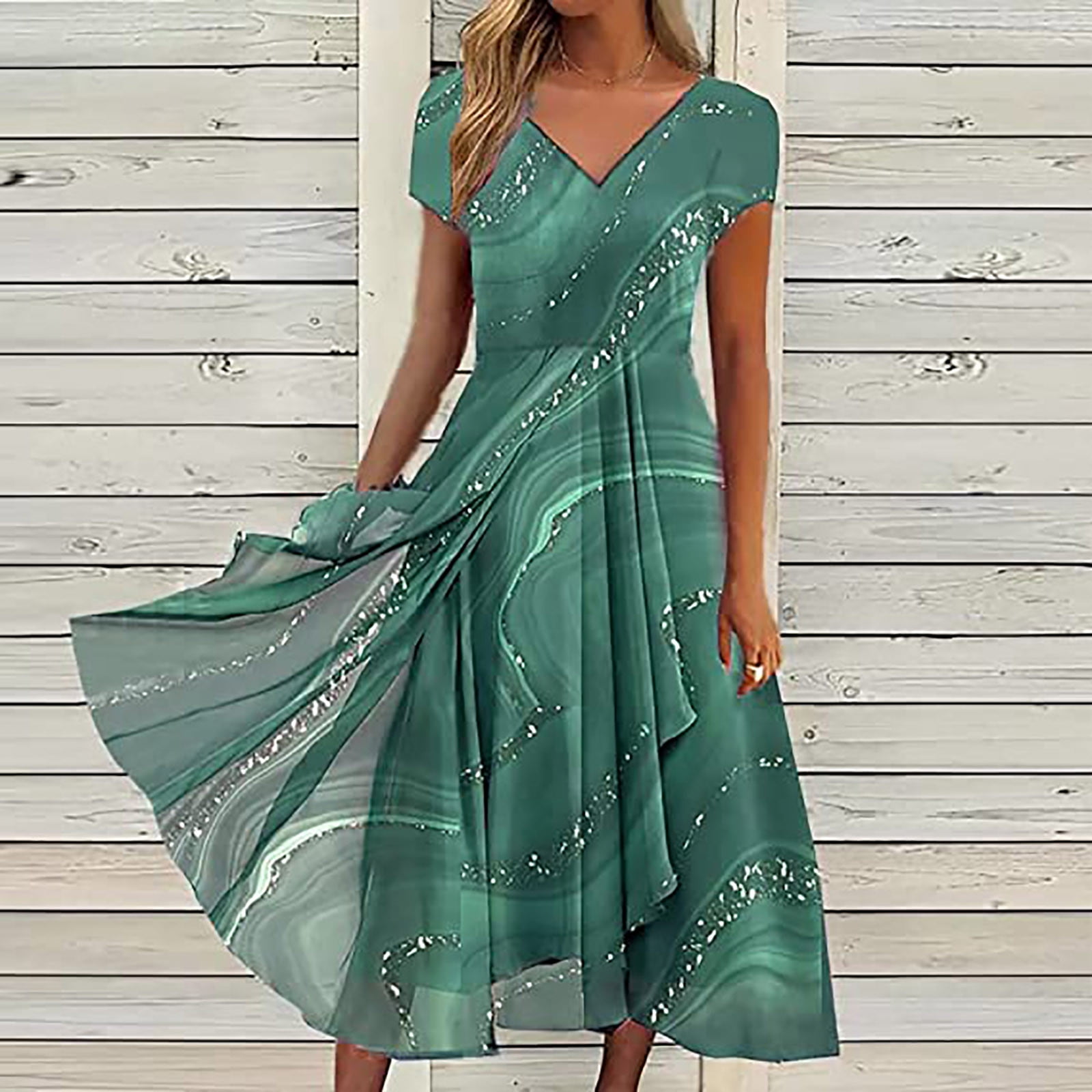 RYDCOT Wedding Guest Dresses for Women Summer 2024 Spring Short Sleeve Irregular Hem Prom