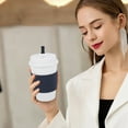 thumbnail image 1 of RYDCOT Wheat Coffee Cups with Lids and Straws, Hot Paper Coffee Cup with Lid To Go for Beverages Espresso Tea, Insulated Reusable Cold Drinks Ripple Cups Protect Fingers From Heat (1 Pcs), 1 of 8