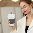 thumbnail image 1 of RYDCOT Wheat Coffee Cups with Lids and Straws, Hot Paper Coffee Cup with Lid To Go for Beverages Espresso Tea, Insulated Reusable Cold Drinks Ripple Cups Protect Fingers From Heat (1 Pcs), 1 of 8