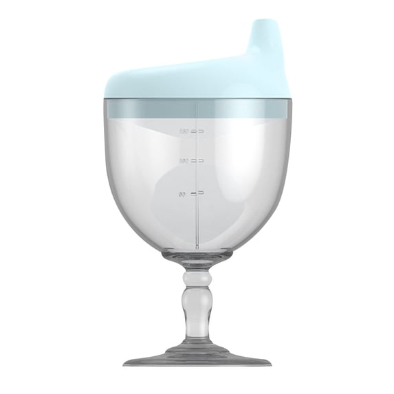 RYDCOT Wine Sippy Cup, Plastic Goblet Cup, No Spill Wine Sippy Goblet Beverage Mug, Milk Bottle with Lid for Drinking