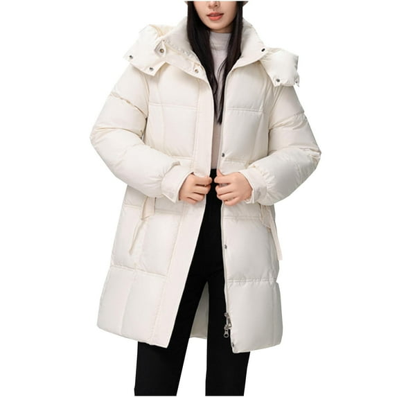 RYDCOT Winter Coats for Women 2024 Clearance Women's Winter Down Jacket Puffy Puffer Jacket Thickened Warm Coat with Hood Winter Outerwear Sale or Clearance