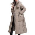thumbnail image 1 of RYDCOT Winter Coats for Women Long Length Fashion Womens Thickened Coats and Jackets Down Cotton Jacket with Hooded Warm Outerwear with Pockets Sale, 1 of 6