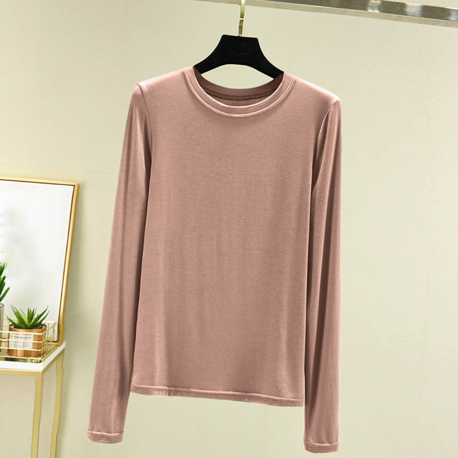RYDCOT Winter Tops Clearance Women's Fashion Casual Round Neck Internal