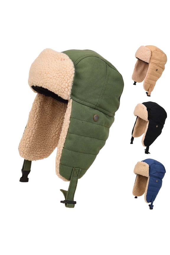 Winter Wool Hats for Women Men Trapper Ushanka Hat with Ear Flaps Warm Russian Bomber Hats for Cold Weather