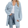 thumbnail image 1 of RYDCOT Women Button Down Long Coat Baggy Lapel Collar Long Sleeve Shirts Jacket with Pockets 2024 Fall Fashion Outwear Sale or Clearance, 1 of 9