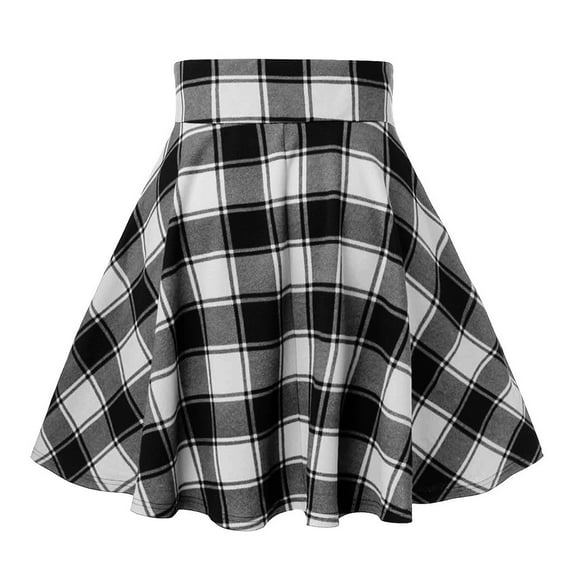RYDCOT Women Casual Lattice Printing Splicing A-line Mini Skirt
