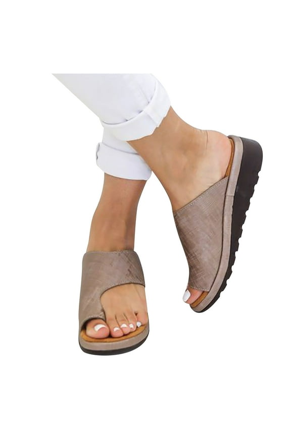 Women Dressy Comfy Platform Casual Shoes Summer Beach Travel Slipper Flip Flops Brown 35