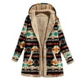 thumbnail image 1 of RYDCOT Women Fleece Jackets Warm Winter Coats Sherpa Lined Outwear Jackets Long Sleeve Button Hooded Casual Coat Jacket with Pockets on Clearance, 1 of 2