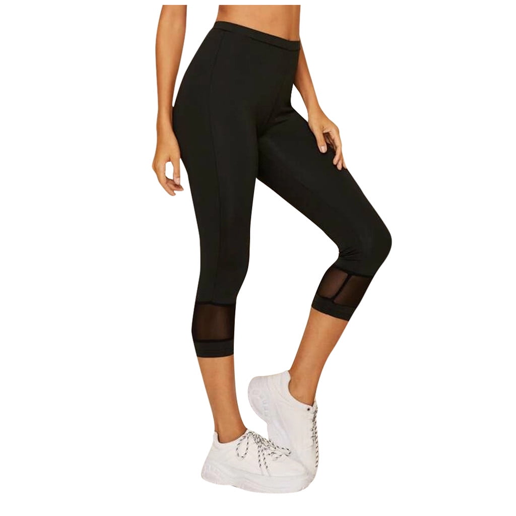 RYDCOT Women Hollow out Splice Tight Fitness Leggings Yoga Cropped Pants