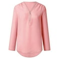 thumbnail image 1 of RYDCOT Women Ladies Zipper Button Long Sleeve Loose Chiffon Shirt Clothing, 1 of 6