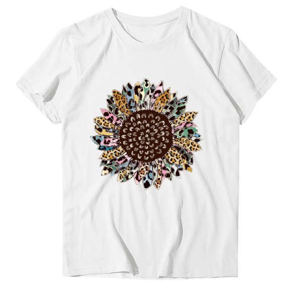 RYDCOT Women Letter Print Short Sleeve O-Neck Loose T-Shirt Blouse Tops