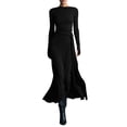 thumbnail image 1 of RYDCOT Women Long Sleeve Maxi Dress A-Line Pleated Flowy Elegant Party Cocktail Crew Neck Thumb Button Dresses Black, 1 of 5