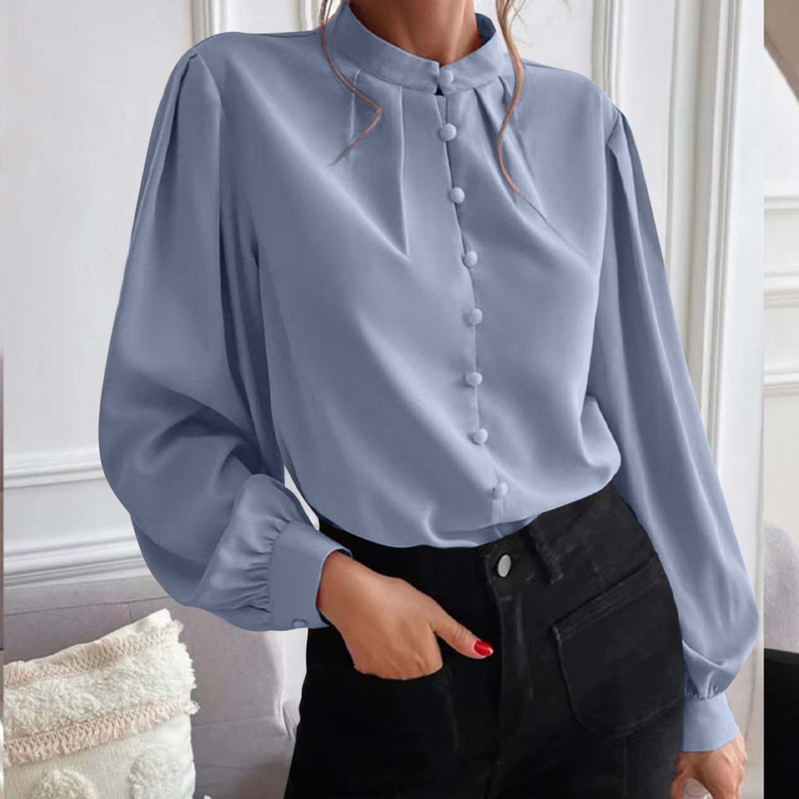 RYDCOT Women Long Sleeve Tops Dressy Casual Spring Fall Button-Down ...