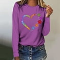 thumbnail image 1 of RYDCOT Women Love Heart Dog Paw Print T Shirt Valentine's Day Tee Shirts Casual Lover Gift Long Sleeve Crew Neck Tunic Tops for Spring Fall Clearance, 1 of 5