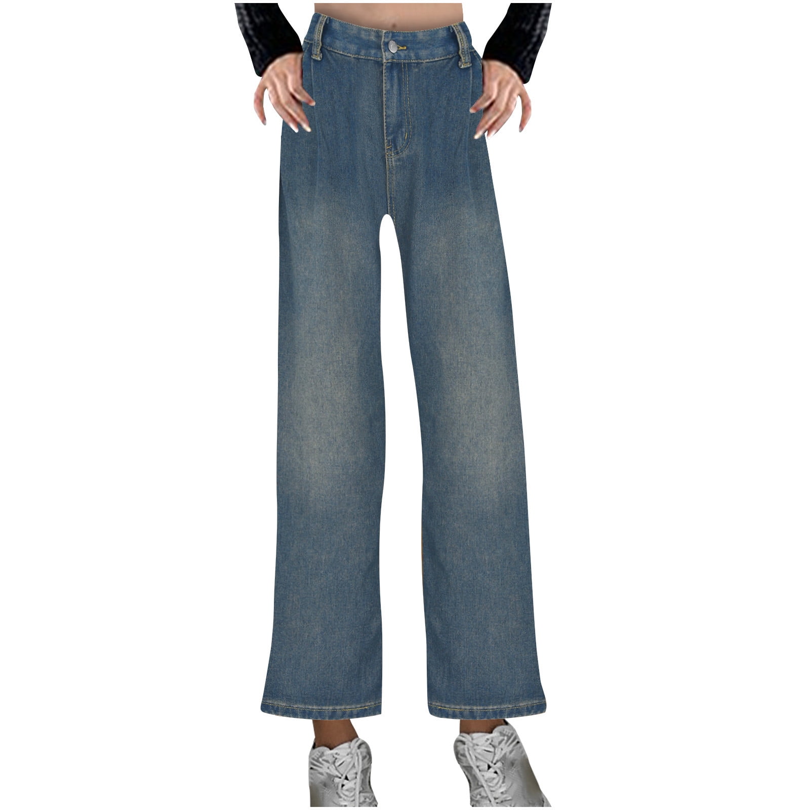Vaceky Women's Baggy Cargo Jeans - High Waisted Y2K Straight Leg Denim Pants With Pockets - View #13