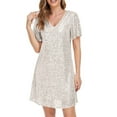 RYDCOT Women Sequin Dress Short Sleeve VNeck Cocktail Dresses Party
