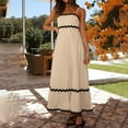 thumbnail image 1 of RYDCOT Women Summer Dresses 2024 Spaghetti Straps Sleeveless Smocked Rickrack Trim Boho Flowy Loose A-Line Long Maxi Dress Beach Vacation Dresses Flash Deal, 1 of 1