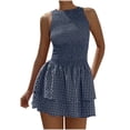 thumbnail image 1 of RYDCOT Women Summer Mini Plaid Tank Dress Sleeveless Round Neck Bodycon Cocktail Party Dress Blue, 1 of 6