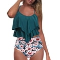 thumbnail image 1 of LoyisViDion Women Swimsuits On Clearance Women'S Sexy High Breast Contrast Gradient Split Bikini Set One Piece Swimsuit Mint Green 4(S), 1 of 9
