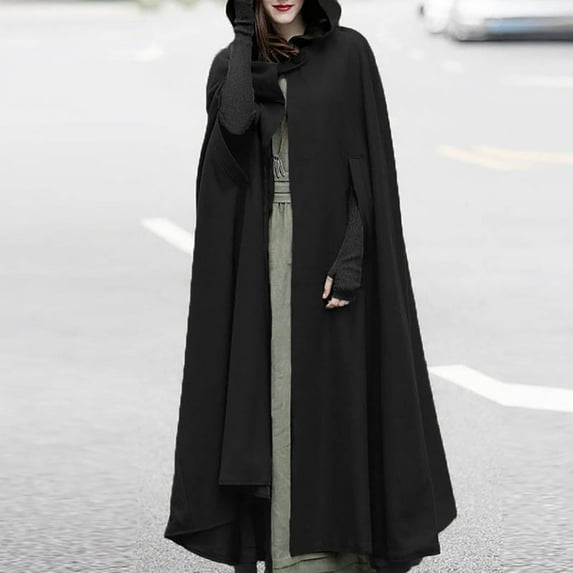 RYDCOT Women Trench Coat with Hood Long Cape Poncho Maxi Cloak Coat Fall Winter Robe Gothic Plus Size Open Front Cardigan Jacket Coat Sale
