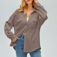 thumbnail image 1 of RYDCOT Women Waffle Knit Long Shacket Fall Winter Jacket Oversized Casual Blouses Button Down Collared Shirts Jacket Coat Outwear with Pockets, 1 of 5