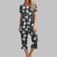 thumbnail image 1 of RYDCOT Women's Capri Pajama Sets Short Sleeve Sleepwear Top and Capri Pants 2 Piece Loungewear with Pockets Spring Fall Lounge Set, 1 of 8