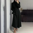 thumbnail image 1 of RYDCOT Women's Elegant Long Sleeve Satin Maxi Dress Lantern Sleeve Mock Neck Tie Waist Pleated Cocktail Party Ball Gown Evening Dresses Sale, 1 of 8