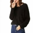 thumbnail image 1 of RYDCOT Women's Long Sleeve V-Neck Fuzzy Sweater Tops Fall Winter Sweaters for Women 2024 Pullover Cropped Sweaters for Women Trendy Clearance, 1 of 3