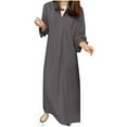 thumbnail image 1 of RYDCOT Women's Long Sleeves Maxi Dress Casual Loose V-Neck Solid Color Cotton and Linen Shirt Dresses Fall Dresses for Women 2023, 1 of 6
