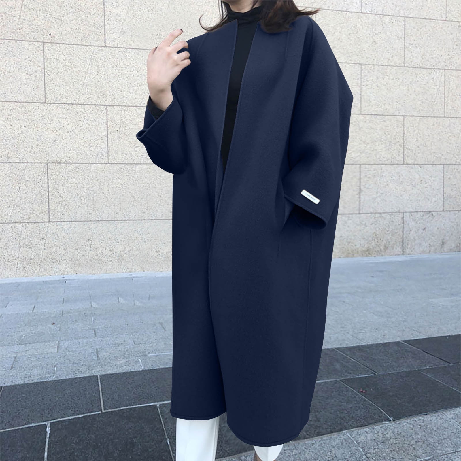 Casual Woolen Notch Collar Spring Overcoat for Stylish Comfort