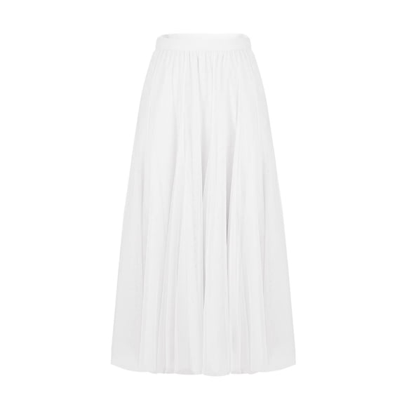RYDCOT Women's Pleated Midi Skirt Summer Solid Color High Waisted Flowy A Line Swing Casual Skirts White