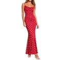 thumbnail image 1 of RYDCOT Women's Polka Dot Printed Sleeveless Suspender Backless Tunic Maxi Dress - Plus Size, Ankle Length, Party Dress Red, 1 of 7