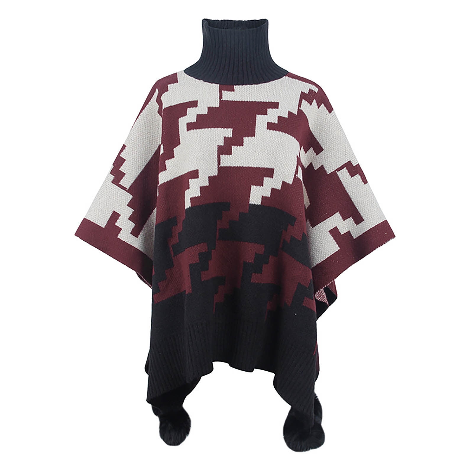 RYDCOT Women's Poncho Sweater Shawl Knitted Shawl Poncho with Fringed