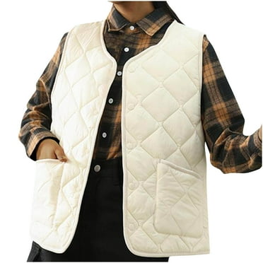 RYDCOT Women's Puffer Vest for Fall Winter Sleeveless Button Down Outerwear Warm Quilted Vest Lightweight Sleeveless Down Jackets with Pockets Sale or Clearance