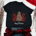 thumbnail image 1 of RYDCOT Women's Round Neck T-Shirt Lattice Christmas Tree Print T-Shirt Short Sleeve T-Shirt Tops Merry Christmas Shirts for Women Clearance, 1 of 8