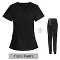 thumbnail image 1 of RYDCOT Solid Color Nursing Uniform with Utility Pockets Women's Short Sleeved Fashionable Pocket V-neck Protective Work Clothes Short Sleeved V-neck Top/shirt Set, 1 of 4