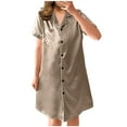 thumbnail image 1 of RYDCOT Women's Silk Nightgowns Button Down Sleep Shirts Boyfriend Short Sleeve V-Neck Satin Nightshirt Pajama Dress with Pockets Women Clothing Sale, 1 of 3