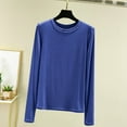 thumbnail image 1 of RYDCOT Women's Soft Comfy Pajama Tops Crew Neck Long Sleeve Sleep Tee Shirt Solid Color Ladies Lounge Tops Casual Basic Tops Fall Tees on Clearance, 1 of 5