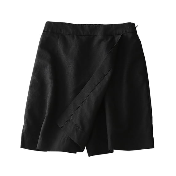 RYDCOT Women's Solid Color Casual High Waisted Plus Size Beach Shorts Black