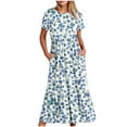 thumbnail image 1 of RYDCOT Women's Summer Short Sleeve Midi Dresses Casual Floral T-Shirt Dress Flowy Beach Sundress with Pockets Ruffle Dresses for Women 2024, 1 of 5