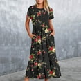 thumbnail image 1 of RYDCOT Women's Summer Short Sleeve Midi Dresses Casual Floral T-Shirt Dress Flowy Beach Sundress with Pockets Ruffle Dresses for Women 2024 Sale or Clearance, 1 of 1