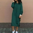 thumbnail image 1 of RYDCOT Women's Sweatshirt Dresses Casual Loose Fitting Pullover Sweatshirt Long Sleeve Split Hem Hoodie Dress with Kangaroo Pocket or Clearance Green, 1 of 6