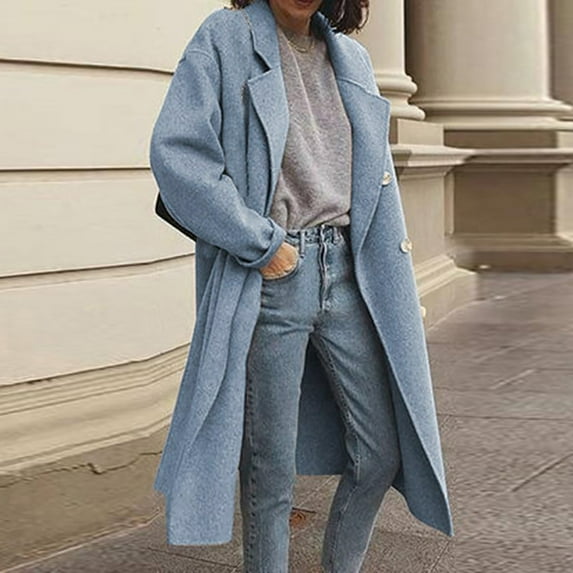 RYDCOT Women's Trench Coats for Winter Clothes for Women 2023 Fashion Casual Solid Color Double Breasted Lapel Coat Overcoat Outwear