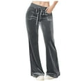 thumbnail image 1 of RYDCOT Women's Velvet Pants Drawstring Waist Wide Leg Casual Comfy Lounge Pant High Waisted Velour Flare Pants with Pockets, 1 of 9