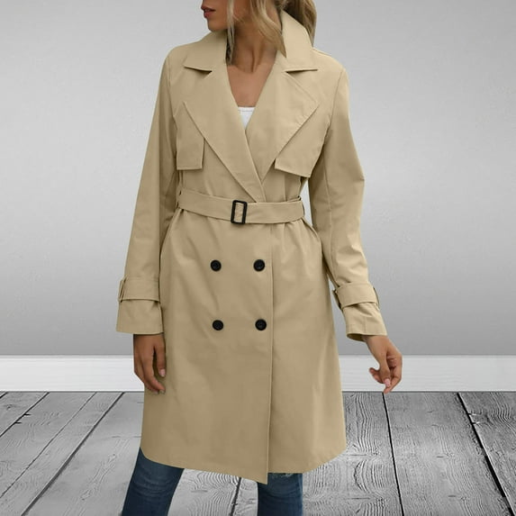 RYDCOT Women's Wool Pea Coats Fashion Women Casual Solid Color Coat Long Sleeve Overcoat Tops Winter Outwear on Clearance