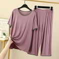 thumbnail image 1 of RYDCOT Womens 2 Piece Outfits Pajamas Sets Short Sleeve Tops and Capris Pants Lounge Sets for Women Shorts Sleepwear for Women Shorts Set on Clearance, 1 of 3