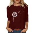 thumbnail image 1 of RYDCOT Womens 3/4 Length Sleeve Spring Tops 2024 Dandelions Printed Round Neck Casual Tops Blouse T Shirts for Women Graphic Sale, 1 of 3