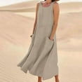 thumbnail image 1 of RYDCOT Womens Casual Imitation Cotton Linen Tank Dress Sleeveless Dresses with Pockets Summer Maxi Dresses for Women 2024 Casual Beach Sundresses Sale, 1 of 5