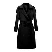 RYDCOT Womens Coats Long Womens Slim Long Coat Lapel Jacket Overcoat Outwear Trench Coat for Women 2024 Fall Winter Clearance